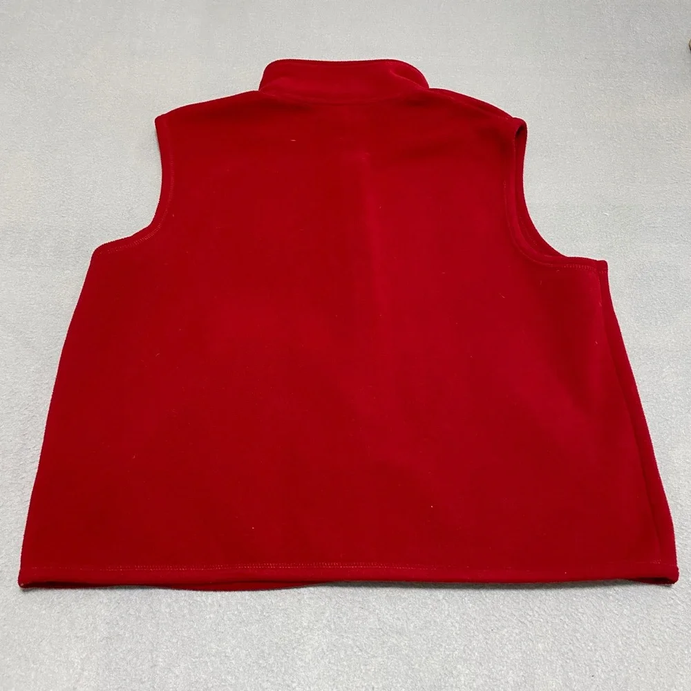 Lauren Ralph Lauren Womens XL Red Fleece Full Zip Mock Neck Vest Pockets